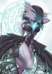  chest_spike female gardevoir glowing glowing_eyes hair hair_over_eye humanoid magic magic_circle nintendo not_furry one_eye_obstructed pok&eacute;mon pok&eacute;mon_(species) rilex_lenov ring slit_dress solo spikes spikes_(anatomy) tattoo video_games 