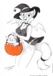  alica anthro bottomless canid canine cleo clothed clothing cosplay costume domestic_cat felid feline felis female feral food fox fruit halloween holidays humor magic_user mammal no_underwear plant pumpkin tirashanks_(artist) wings witch 