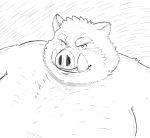  2020 absurd_res anthro belly biped hi_res kemono kumajjjj male mammal monochrome overweight overweight_male simple_background sketch solo suid suina sus_(pig) white_background wild_boar 