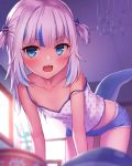  1girl bare_shoulders blue_eyes blue_hair fish_tail gawr_gura hololive hololive_english looking_at_viewer multicolored_hair open_mouth ryuinu sharp_teeth smile streaked_hair tail teeth virtual_youtuber 