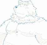  2020 anthro belly canid canine canis domestic_dog hi_res kemono male mammal moobs nipples overweight overweight_male simple_background sketch solo suishou0602 white_background 