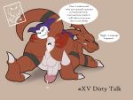  anthro bodily_fluids butt camsan_r_s cum cum_inside dialogue digimon digimon_(species) duo ejaculation english_text genital_fluids guilmon hi_res impmon male male/male overweight profanity size_difference slightly_chubby spread_butt spreading sweat text 