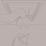  animated anthro camel_toe canid canine dragon duo female fennec fox han_moz helpless high-angle_view kabeshiri male male/female mammal spanking speech_bubble stuck surprise text through_wall trapped window 