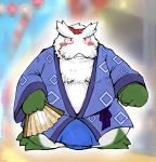  2011 abomasnow anthro asian_clothing belly blush clothing east_asian_clothing fan_character fundoshi fur green_body green_fur japanese_clothing kemono male nintendo overweight overweight_male pok&eacute;mon pok&eacute;mon_(species) snow_utamaru solo underwear video_games white_body white_fur 