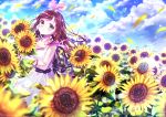  a.i._channel brown_hair clouds dress flowers kappe_reeka kizuna_ai long_hair sky sunflower 
