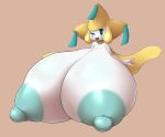  anthro areola big_breasts breast_expansion breasts elfdrago expansion female hi_res huge_breasts hyper hyper_breasts jirachi legendary_pok&eacute;mon nintendo nipples one_eye_closed pok&eacute;mon pok&eacute;mon_(species) simple_background smile solo video_games white_body white_skin wings wink 