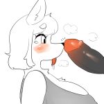  1:1 anthro big_breasts black_eyes bodily_fluids breasts canid canine clothing female fox fur genitals hair kukurikoko mammal penis scared solo tears tongue tongue_out white_body white_fur white_hair 