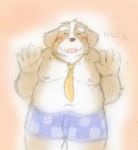  2013 anthro belly blush canid canine canis clothing domestic_dog kemono male mammal moobs navel necktie nipples overweight overweight_male sketch snow_utamaru solo underwear 