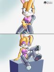  3:4 anthro archie_comics bunnie_rabbot comic cybernetics cyborg female fours_(artist) genitals hi_res humor lagomorph leporid machine mammal penetration phone phone_charger pussy rabbit solo sonic_the_hedgehog_(archie) sonic_the_hedgehog_(comics) sonic_the_hedgehog_(series) spread_pussy spreading vaginal vaginal_penetration 