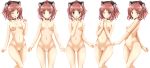  animal_ears aqua_eyes blush breasts cat_ears censored choker completely_nude expressions eyebrows_visible_through_hair facing_viewer fake_animal_ears feet_out_of_frame hair_ornament hairclip hands_together highres koku long_hair looking_at_viewer medium_breasts mosaic_censoring multiple_views navel nipples nude official_art one_eye_closed open_mouth palms_together pussy red_hair seishun_fragile short_hair uzuki_yukine 