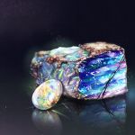  black_background cluseller commentary_request gem gradient gradient_background highres light_particles no_humans opal_(gemstone) original partial_commentary reflection rock shiny simple_background still_life 
