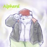  1:1 2014 anthro blush bottomwear clothing eyewear fur glasses hat headgear headwear kemono male mammal overweight overweight_male pants polar_bear shirt sketch snow_utamaru solo text topwear ursid ursine white_body white_fur 