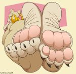  4_toes abebi_(zp92) anthro claws ear_piercing ear_ring english_text felid female foot_focus hi_res jewelry lion looking_at_viewer looking_back lying mammal necklace pantherine pawpads piercing plantigrade solo text toe_claws toes zp92 