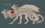  ambiguous_gender dragon dyed_fur fangs felid feral frostwyrm102 fur green_eyes horn hybrid mammal mixed_media model_sheet quadruped sabertooth_(anatomy) simple_background solo tail_tuft tan_body tan_fur tawny_fur text tuft wings 