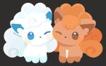  alolan_and_normal alolan_form alolan_vulpix black_background black_eyes blue_eyes cheek-to-cheek gen_1_pokemon gen_7_pokemon looking_at_viewer no_humans no_mouth one_eye_closed pokemon pokemon_(creature) rizu_(rizunm) side-by-side simple_background standing twitter_username vulpix 