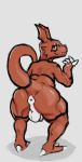  absurd_res anthro anus backsack balls big_balls big_butt butt digimon digimon_(species) genitals guilmon hi_res looking_at_viewer looking_back male markings penis pompsadoodle presenting presenting_anus presenting_balls presenting_hindquarters raised_tail saggy_balls scalie smile smirk solo thick_thighs 