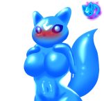  absurd_res aery_(lol) blue_body blue_eyes blue_skin blue_tail blush breasts female hand_on_breast hi_res humanoid league_of_legends megi navel riot_games solo video_games 
