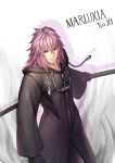  1boy black_coat_(kingdom_hearts) cloak closed_mouth gloves gogo_(detteiu_de) kingdom_hearts kingdom_hearts_chain_of_memories looking_at_viewer male_focus marluxia organization_xiii solo weapon white_background 