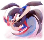  azuma_minatsu blue_eyes blush closed_eyes closed_mouth commentary_request gen_5_pokemon gen_6_pokemon hydreigon looking_at_another no_humans parted_lips paws pokemon pokemon_(creature) smile sylveon tail 