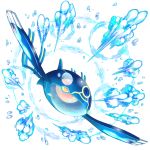  closed_mouth commentary_request full_body gen_3_pokemon kyogre legendary_pokemon naokado no_humans orange_eyes pokemon pokemon_(creature) primal_kyogre solo water water_drop white_background 