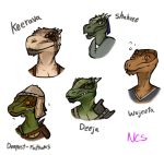  anthro argonian artistncs bethesda_softworks bust_portrait clothed clothing deeja female from-deepest-fathoms group hi_res horn keerava portrait scalie shahvee signature simple_background skyrim the_elder_scrolls video_games wujeeta 