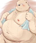  2020 absurd_res anthro belly blush hi_res kemono kwzu male mammal moobs navel nipples overweight overweight_anthro overweight_male polar_bear solo towel ursid ursine 