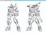  character_name gundam gundam_tekketsu_no_orphans gundam_unicorn gunpla highres jegan lineart looking_down mecha missile_pod multiple_views open_hands parody pinguinkotak radio_antenna redesign style_parody variations visor 