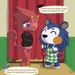  1:1 accessory animal_crossing anthro ball_gag blue_body blue_fur bottomless cel_shading chameleon claws clothed clothing cock_ring digital_media_(artwork) domination duo english_text eulipotyphlan eyes_closed female flick_(animal_crossing) fur gag genitals half-closed_eyes hedgehog hi_res jewelry lizard mabel_able male male/female mammal narrowed_eyes nintendo penis penis_accessory penis_jewelry puffed_cheeks radasus red_body red_skin reptile scalie signature speech_bubble text video_games 