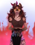 absurd_res angry anthro breasts brown_body brown_fur brown_hair clothing duduka ear_piercing ear_ring ekran female foxart_lisich fur hair hi_res looking_at_viewer piercing russian shape_shifter smile solo spots umbrella unknown_species yellow_eyes 
