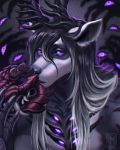  2020 4:5 anthro antlers breasts chromatic_aberration digital_media_(artwork) eyebrows eyelashes female headshot_portrait horn moon-s portrait purple_eyes solo 