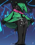  absurd_res anthro backgound blush bodily_fluids bovid caprine cum deltarune ejaculation flirtatious flirting_with_viewer genital_fluids genitals goat hi_res looking_back male male/male mammal penis presenting ralsei renoit solo video_games wiggling_hips 