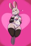  absurd_res anthro bedroom_eyes belly bonnie_hopps breasts clothing crotch_tuft deep_navel disney female full-length_portrait genitals hi_res lagomorph legwear leporid looking_at_viewer mammal mature_female mostly_nude narrowed_eyes navel overweight overweight_anthro overweight_female pink_background portrait pussy rabbit samoyena seductive simple_background solo stockings thick_thighs thigh_highs tuft zootopia 