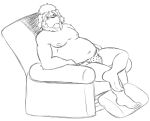 anthro asian_clothing barefoot black_and_white canid canine canis chair clothed clothing domestic_dog east_asian_clothing eyewear fundoshi furniture glasses japanese_clothing male mammal monochrome moobs morenatsu nipples overweight overweight_anthro overweight_male polkadots recliner shigure_tachibana simple_background sketch solo thegreatmatsutzu topless underwear video_games visual_novel white_background 