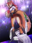  2020 3:4 amur anthro breasts canid canine clothed clothing digital_media_(artwork) duo eyebrows eyelashes female fox hi_res male mammal open_mouth smile stqanding teeth tongue 