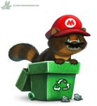  ambiguous_gender anthro canid canine cryptid-creations mammal mario_bros nintendo raccoon_dog recycling_bin recycling_symbol solo tanuki video_games 