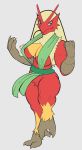  anthro avian blaziken clothed clothing feathers female fours_(artist) hi_res muscular muscular_anthro muscular_female nintendo pok&eacute;mon pok&eacute;mon_(species) red_body red_feathers skimpy solo video_games wardrobe_malfunction 