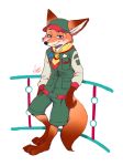  2020 anthro barefoot blush bottomwear canid canine clothed clothing disney dogear218 fox fully_clothed fur looking_at_viewer male mammal nick_wilde orange_body orange_fur red_fox shorts signature smile solo zootopia 