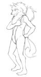  anthro asian_clothing barefoot black_and_white canid canine clothed clothing dressing east_asian_clothing fundoshi holding_clothing japanese_clothing male mammal monochrome simple_background sketch solo thegreatmatsutzu tongue tongue_out topless underwear white_background 