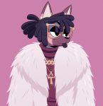  anthro canid canine canis clothing cubiccyan devin_(yungyiff) domestic_dog dreadlocks ear_piercing eyeshadow eyewear fashion german_shepherd glasses herding_dog hi_res jewelry makeup male mammal pastoral_dog piercing smile solo sweater tongue tongue_out topwear 