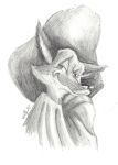  agito-wolf anthro armand_raynal_de_maupertuis canid canine cape clothed clothing de_cape_et_de_crocs fox hat headgear headwear male mammal monochrome signature simple_background smug smug_face snout solo traditional_drawing_(artwork) 