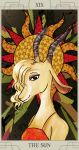  2016 antelope anthro bovid card cldht1 disney female gazelle gazelle_(zootopia) hi_res horn mammal smile solo tarot_card zootopia 