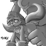  1:1 abdominal_bulge all_fours anal anthro balls big_butt butt dark_gaia duo flamez genitals hi_res huge_butt male male/male miles_prower monochrome penis sonic_the_hedgehog_(series) sonic_unleashed vein veiny_penis 