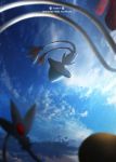  azelf blurry_foreground cloud commentary_request copyright_name day gen_4_pokemon legendary_pokemon mesprit no_humans otsumami_(bu-bu-heaven) outdoors poke_ball_symbol pokemon pokemon_(creature) sky uxie 