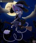  absurd_res bow broom chiropteran clothing detailed_background english_text eyewear glameow glasses halloween hat headgear headwear hi_res holidays mammal moon night nintendo pinktabico pok&eacute;mon pok&eacute;mon_(species) pok&eacute;mon_mystery_dungeon ryn_purrawri star text tree video_games wanderlust witch_costume witch_hat 