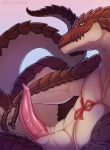  absurd_res anthro erection genitals hi_res lizard lizardman looking_at_viewer male overlord_(series) penis qwertydragon reptile scalie selfie slit smaller_version_at_source solo tapering_penis tattoo tribal_tattoo vein zaryusu_shasha 