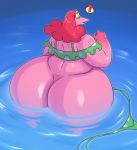  ? absurd_res anthro avian big_butt bird bottomless butt clothed clothing female hi_res huge_butt panties_off partially_submerged rear_view solo sssonic2 water 