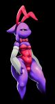  2020 alien beri_(sqoon) bulge bunny_costume clothing costume deep_navel digital_media_(artwork) glistening glistening_body glistening_skin hi_res humanoid looking_at_viewer male moobs navel purple_body purple_skin puwa simple_background solo sqoon thick_thighs 