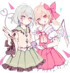  2girls ascot back_bow blonde_hair blood blood_from_eyes blood_from_mouth blue_eyes bow collared_shirt corded_phone crystal eyeball flandre_scarlet frilled_shirt frilled_shirt_collar frilled_skirt frilled_sleeves frills green_eyes green_skirt hair_bow heart heart_of_string heterochromia komeiji_koishi long_sleeves multiple_girls no_hat no_headwear one_side_up phone puffy_short_sleeves puffy_sleeves red_bow red_eyes red_skirt red_vest shirt short_hair short_sleeves silver_hair skirt sorani_(kaeru0768) third_eye touhou vest wavy_hair white_bow white_shirt wide_sleeves wings wrist_cuffs yellow_ascot yellow_shirt 