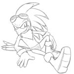  accipitrid accipitriform anthro avian bird black_and_white boots briefs clothed clothing colored_underwear eyewear footwear gloves goggles hand_on_ground handwear jet_the_hawk male monochrome open_mouth simple_background sitting sketch smile solo sonic_riders sonic_the_hedgehog_(series) teeth thegreatmatsutzu topless underwear white_background 