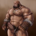  2020 5_fingers adios armband bald balls beard belt big_muscles big_penis blizzard_entertainment body_hair brown_body brown_nipples brown_penis brown_skin chest_hair clothing erection facial_hair fingerless_gloves fingers foreskin genitals gloves handwear hi_res huge_muscles humanoid humanoid_genitalia humanoid_hands humanoid_penis humanoid_pointy_ears jewelry male muscular muscular_humanoid muscular_male necklace nipples not_furry ogrim orc orc_humanoid partially_retracted_foreskin penis pubes scar simple_background solo thick_penis tusks uncut veiny_muscles video_games warcraft yellow_eyes 